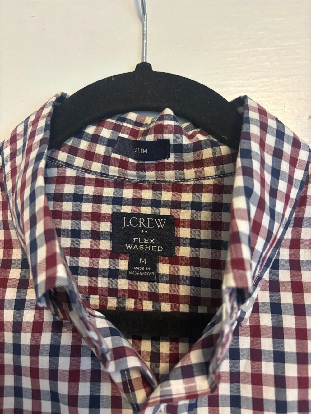 J. Crew Men's Gingham Button-Down Shirt in Red, Navy & White